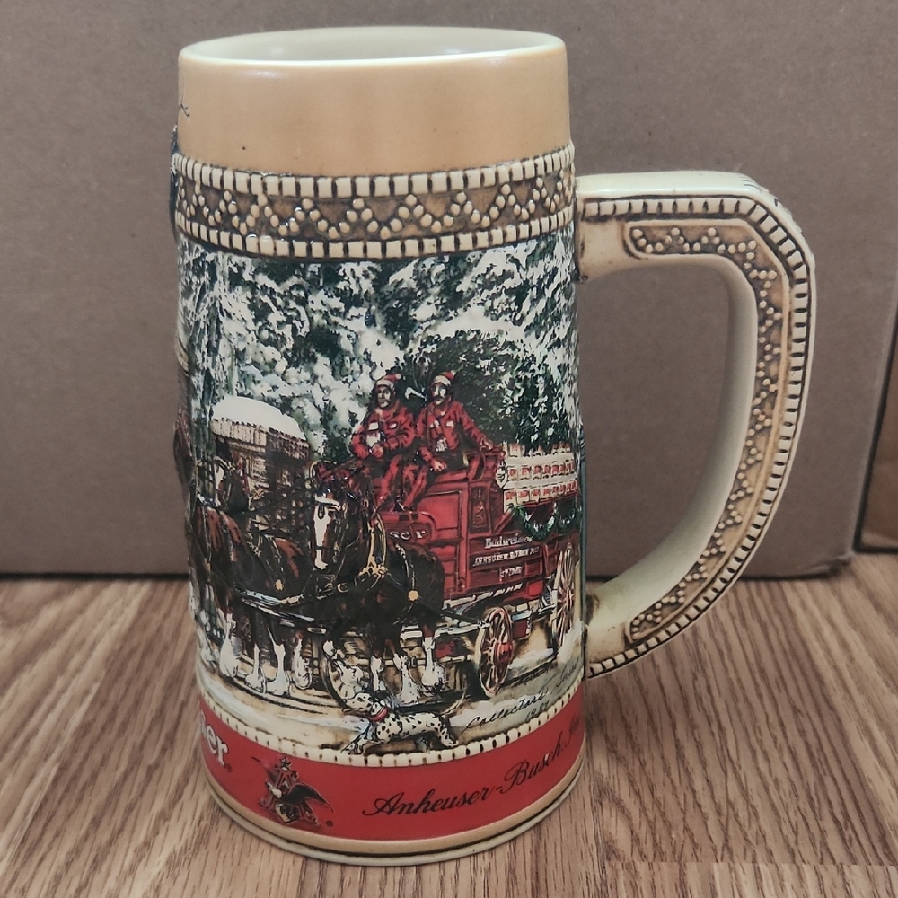 1987 Budweiser Anheuser Busch Series C Holiday Stein Collector Beer Stein